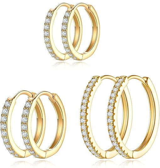 SANNIDHI 3 Pairs Hoop Earrings Bold Golden Rhinestone Embellished Alloy Earrings Multi Sized Round Hoop Earrings Women Jewelry Gift Birthday Gift SANNIDHI 3 Pairs Hoop Earrings Bold Golden Rhinestone Embellished Alloy Earrings Multi Sized Round Hoop Earrings Women Jewelry Gift Birthday Gift